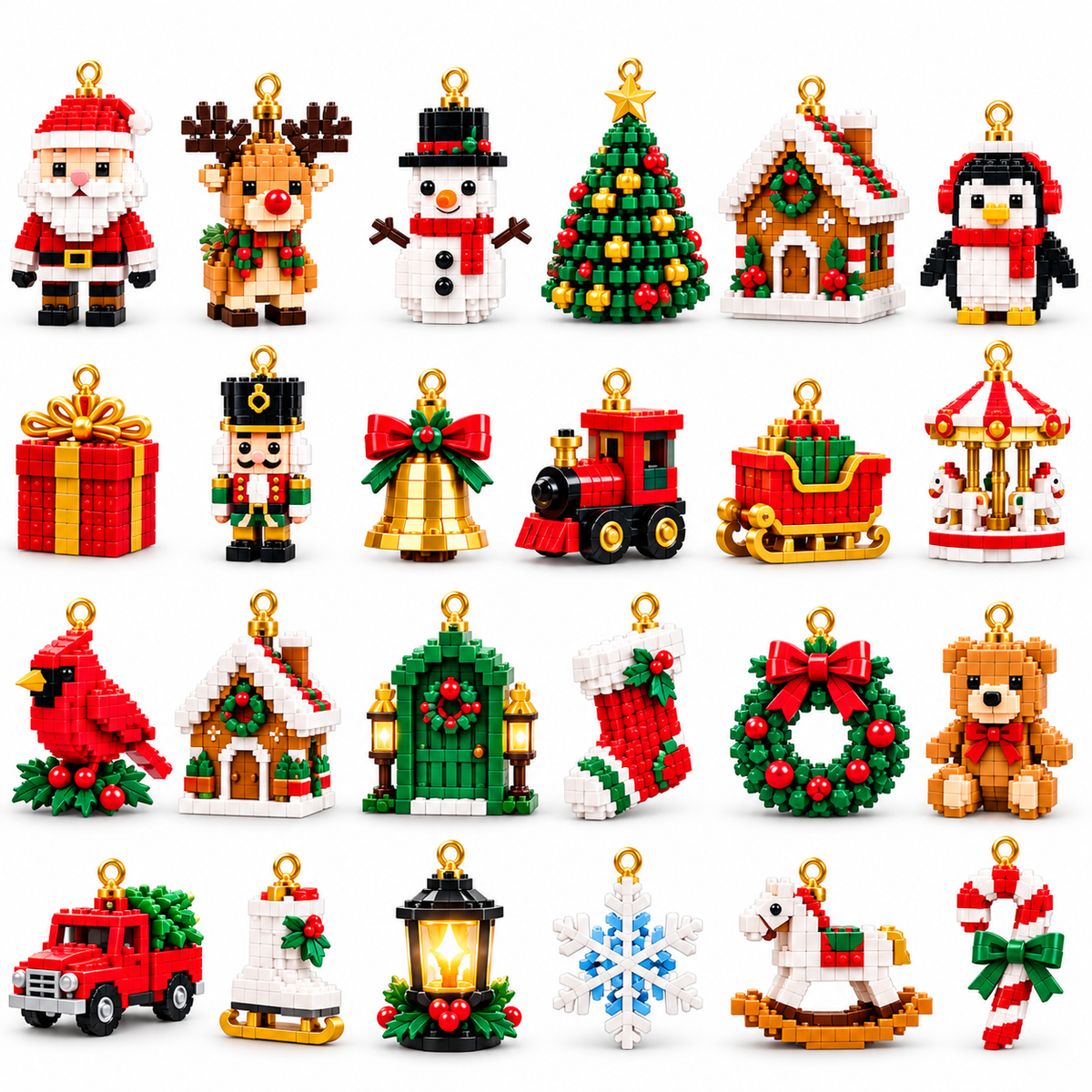 ⏳ Last day to save 49% – 🎄 12-Day Mini Christmas Ornament Advent Calendar | 12 unique festive buildable designs with hanging loops—perfect for decorating Christmas trees, wreaths, and holiday displays 🧱