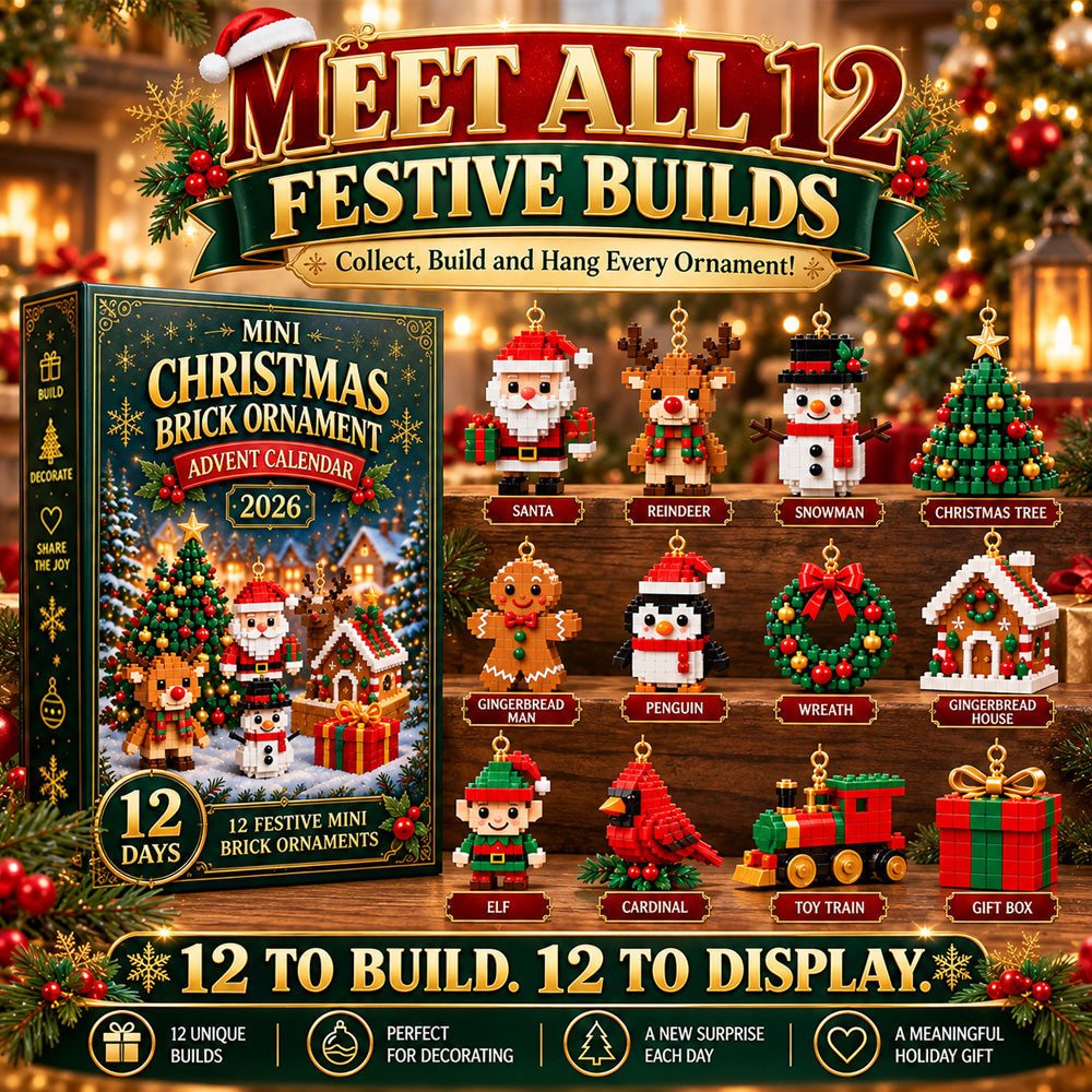 ⏳ Last day to save 49% – 🎄 12-Day Mini Christmas Ornament Advent Calendar | 12 unique festive buildable designs with hanging loops—perfect for decorating Christmas trees, wreaths, and holiday displays 🧱