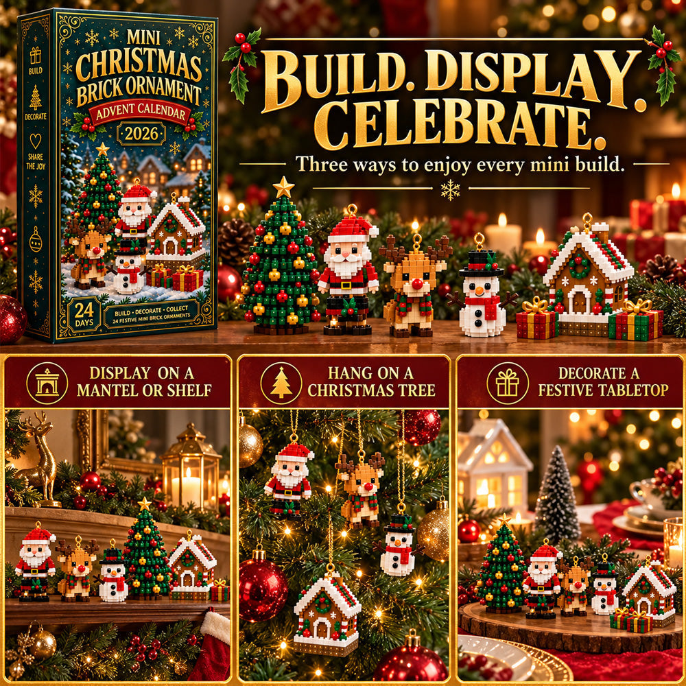 🎄 24-Day Mini Christmas Ornament Advent Calendar | 24 unique festive buildable designs with hanging loops—perfect for decorating Christmas trees, wreaths, and holiday displays 🧱