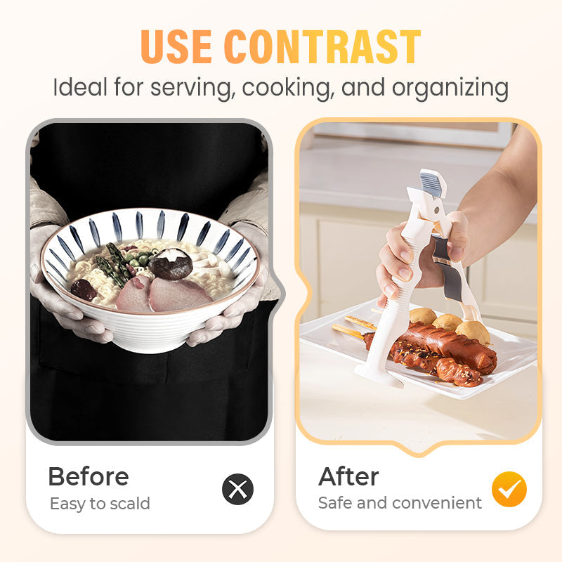 🍽️ 3-in-1 Silicone Bowl & Plate Clamp | 🍲LAST DAY 50% OFF!! | Non-Slip Grip for Food Storage & Transport | Final Chance Kitchen Helper Gift 🎅✨