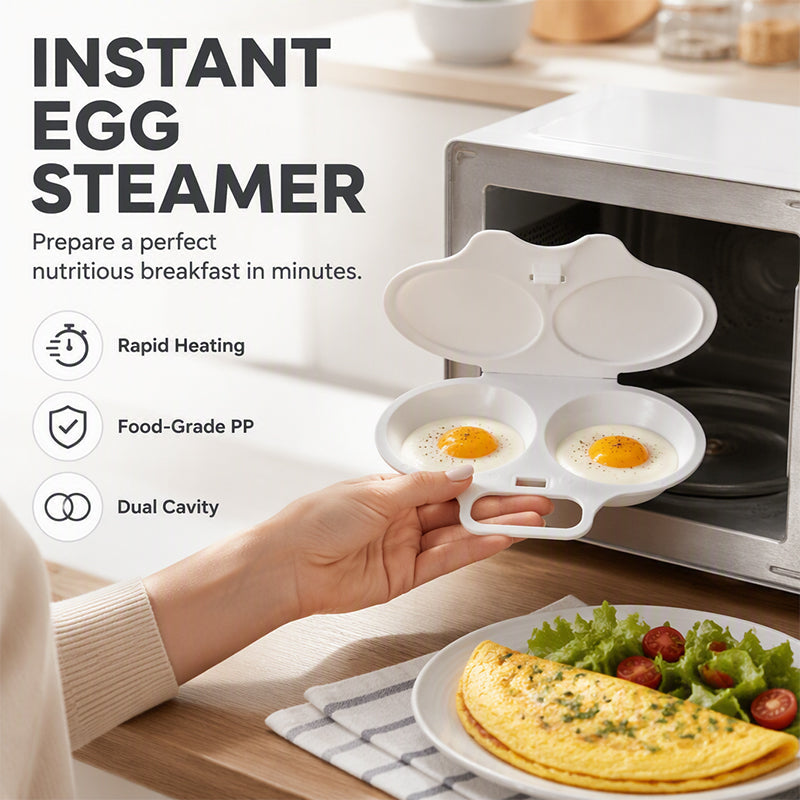 🥳2026 HOT SALE🥳💞50K+ SOLD! 🥗🎁 BUY 1 GET 1 FREE!  Microwave Egg Poacher –  Dual‑cavity, non‑stick & easy clean. Healthier than frying 🏠✅