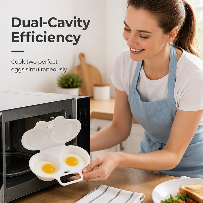 🥳2026 HOT SALE🥳💞50K+ SOLD! 🥗🎁 BUY 1 GET 1 FREE!  Microwave Egg Poacher –  Dual‑cavity, non‑stick & easy clean. Healthier than frying 🏠✅